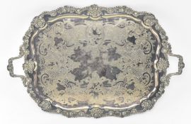 LARGE LATE 19TH CENTURY VICTORIAN SILVER PLATE SERVING TRAY