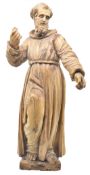 CONTINENTAL 19TH CENTURY HAND CARVED WOOD RELIGIOUS SAINT FIGURE