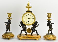 MALLETT & SON, LONDON - 19TH CENTURY GARNITURE DE CHEMINEE - MANTEL CLOCK