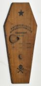 EARLY 20TH CENTURY OUIJA BOARD IN THE FORM OF A COFFIN