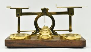 S. MORDAN & CO, LONDON - SET OF 19TH CENTURY BRASS & OAK POSTAL SCALES