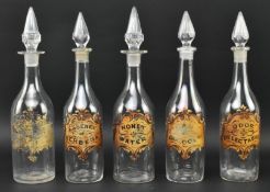 EARLY 19TH CENTURY GLASS DECORATIVE APOTHECARY EXTRACT PERFUME BOTTLES