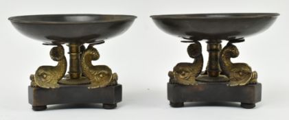 PAIR OF VICTORIAN 19TH CENTURY CAST BRONZE & GILT CENTREPIECES