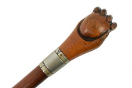 19TH CENTURY VICTORIAN MALACCA & MAHOGANY WALKING STICK CANE