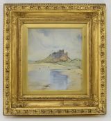 19TH CENTURY GILT WOOD CASSETTA PAINTING FRAME - BAMBURGH CASTLE