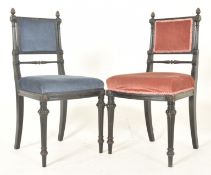 PAIR OF AESTHETIC MOVEMENT 19TH CENTURY EBONY PARLOUR CHAIRS