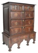 LATE 17TH CENTURY OAK CHEST OF DRAWERS ON STAND- TALLBOY