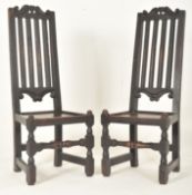 PAIR OF 17TH CENTURY CAROLEAN OAK HIGH BACK HALL DINING CHAIRS