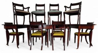 19TH CENTURY MAHOGANY D-END DINING TABLE WITH EIGHT CHAIRS