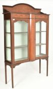 EDWARDIAN MAHOGANY & SATINWOOD INLAID DISPLAY CABINET VITRINE