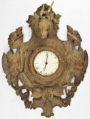 CONTINENTAL BLACK FOREST EARLY 20TH CENTURY CARVED OAK WALL CLOCK