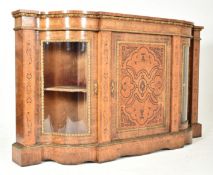 VICTORIAN 19TH CENTURY WALNUT & MARQUETRY BREAKFRONT CREDENZA