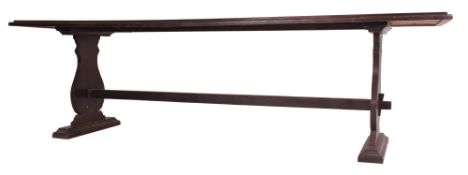 17TH CENTURY REVIVAL LARGE OAK REFECTORY DINING TABLE