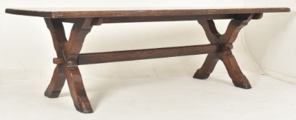 17TH CENTURY REVIVAL LARGE OAK REFECTORY FARMHOUSE DINING TABLE