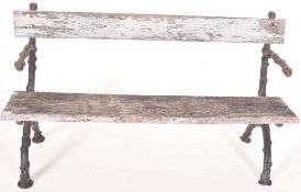 19TH CENTURY CAST IRON TWO SEAT BRANCH EFFECT GARDEN BENCH