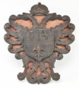 BELIEVED SPANISH EARLY 20TH CENTURY CARVED WOOD IMPERIAL EAGLE CREST