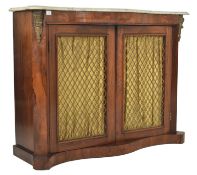 19TH CENTURY ROSEWOOD & LATTICE WORK MARBLE TOP PIER CABINET