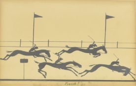 19TH CENTURY VICTORIAN SILHOUETTE OF A HORSE RACE