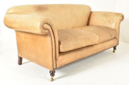 LEATHER CHAIRS OF BATH - 20TH CENTURY LEATHER & OAK CHESTERFIELD SOFA