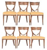 SIX DUTCH 18TH CENTURY WALNUT & SATINWOOD INLAID DINING CHAIRS