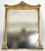 19TH CENTURY GILT GESSO & WOOD OVERMANTEL MIRROR