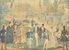 VIEW IN THE ZOOLOGICAL GARDENS, REGENT'S PARK, LONDON - 19TH CENTURY HAND COLOURED ETCHING ON PAPER