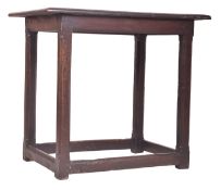 18TH CENTURY CARVED OAK PEG JOINTED SIDE LOWBOY TABLE