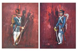 BEN MAILE (1922-2017) - SOLDIERS - PAIR OF OIL ON CANVAS PAINTINGS