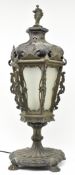 VENETIAN ITALIAN BRASS & GLASS CONVERTED LANTERN LIGHT LAMP