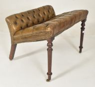 19TH CENTURY LEATHER & MAHOGANY CHESTERFIELD FOOT STOOL