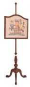 VICTORIAN 19TH CENTURY MAHOGANY & NEEDLEPOINT POLE SCREEN
