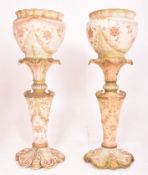 PAIR OF LARGE STAFFORDSHIRE STYLE VICTORIAN CERAMIC FLOOR JARDINIERES