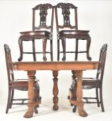 FRENCH EARLY 20TH CENTURY OAK DINING TABLE WITH FOUR CHAIRS