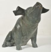 20TH CENTURY LARGE CAST BRONZE PIG STATUE