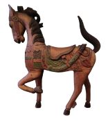 VINTAGE MIDDLE EASTERN INSPIRED CARVED WOOD CAROUSEL STYLE HORSE