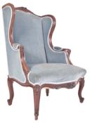 VICTORIAN 19TH CENTURY MAHOGANY & UPHOLSTERED WINGBACK ARMCHAIR