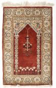 20TH CENTURY PERSIAN QUM SILK PRAYER RUG