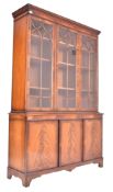 LARGE GEORGE III REVIVAL MAHOGANY TRIPLE BOOKCASE LIBRARY CABINET