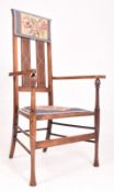 IRISH ARTS & CRAFTS CIRCA 1900 OAK & NEEDLEWORK HIGH BACK ARMCHAIR