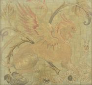 EARLY 20TH CENTURY FRAMED WELSH TAPESTRY OF GRIFFIN & SNAKE