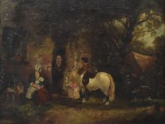 AFTER WILLIAM SHAYER - FAMILY WITH PONY - OIL ON CANVAS (AF)