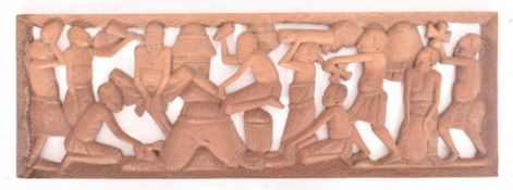 20TH CENTURY AFRICAN TRIBAL CARVED HARDWOOD PANEL