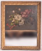 FRENCH 19TH CENTURY GILT GESSO & WOOD HAND PAINTED TRUMEAU WALL MIRROR