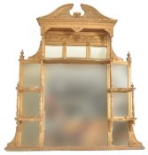 EARLY 20TH CENTURY GILT WOOD OVER MANTEL MIRROR SHELF