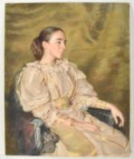 ATTRIB. CHARLES M. HORSFALL (1865-1942) - CHALK PORTRAIT PAINTING ON CANVAS