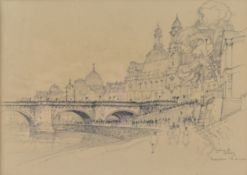 SYDNEY R. JONES (1881-1966) - DRESDEN, 2-8-1922 - PENCIL DRAWING ON PAPER