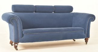 VICTORIAN 19TH CENTURY BLUE VELVET CHESTERFIELD SOFA SETTEE