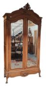 19TH CENTURY FRENCH KINGWOOD DOUBLE DOOR ARMOIRE