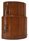 ART DECO WALNUT & CHINOISERIE HALF MOON COCKTAIL BAR CABINET