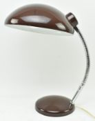 BAUHAUS STYLE 20TH CENTURY BROWN METAL GOOSENECK DESK LAMP